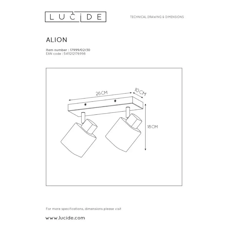 Lucide ALION Plafondspot - Zwart