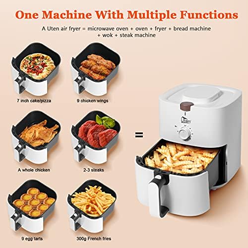 Friteuse Sans Huile, Uten Friteuse à Air 1800W, 6.5L Air Fryer  2 à 8 personnes, Panneau Tactile LED avec 8 Programmes, Paniers Antiadhésifs, Sans BPA/PFOA : Cuisine et Maison