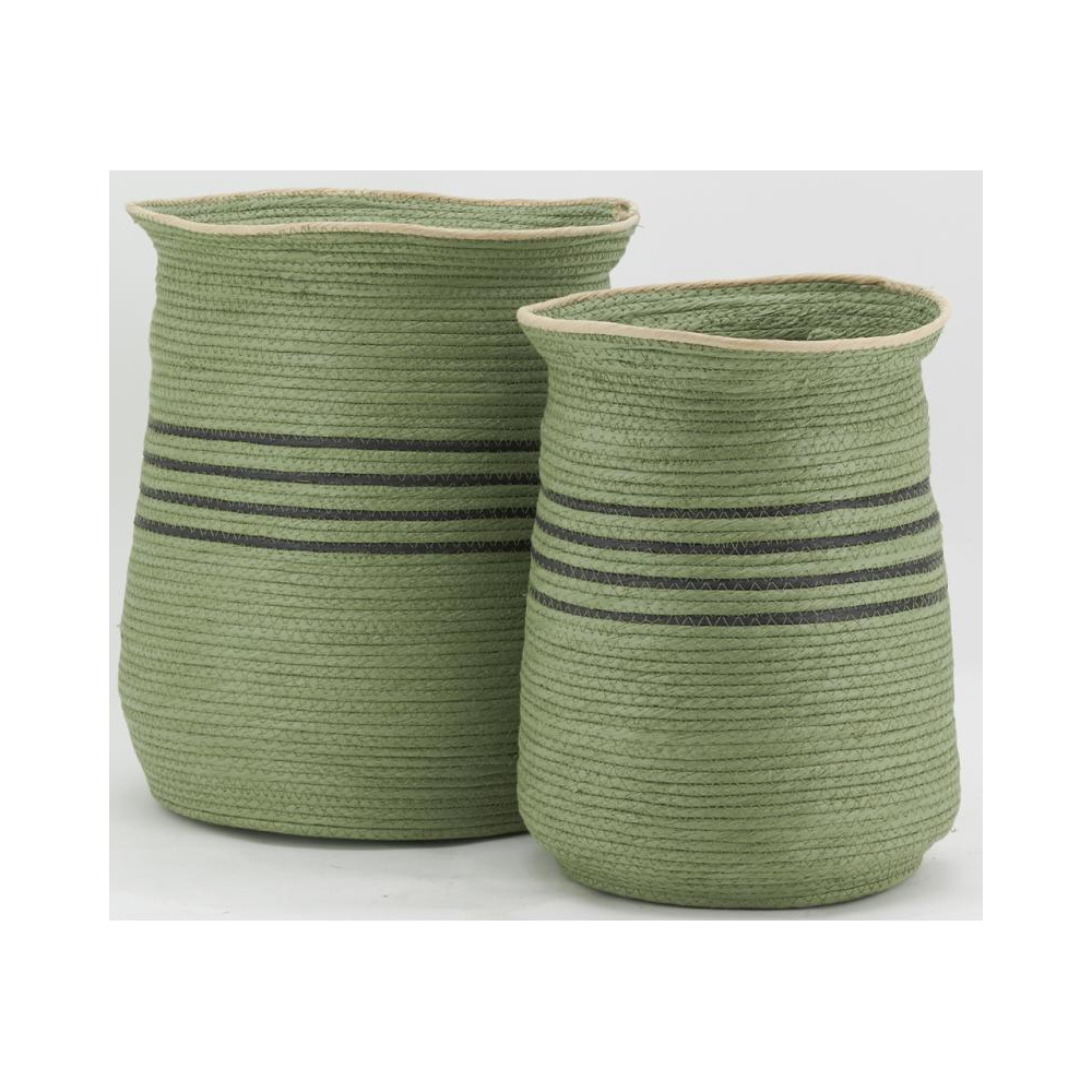 Cache-pots en jonc vert (lot de 2)