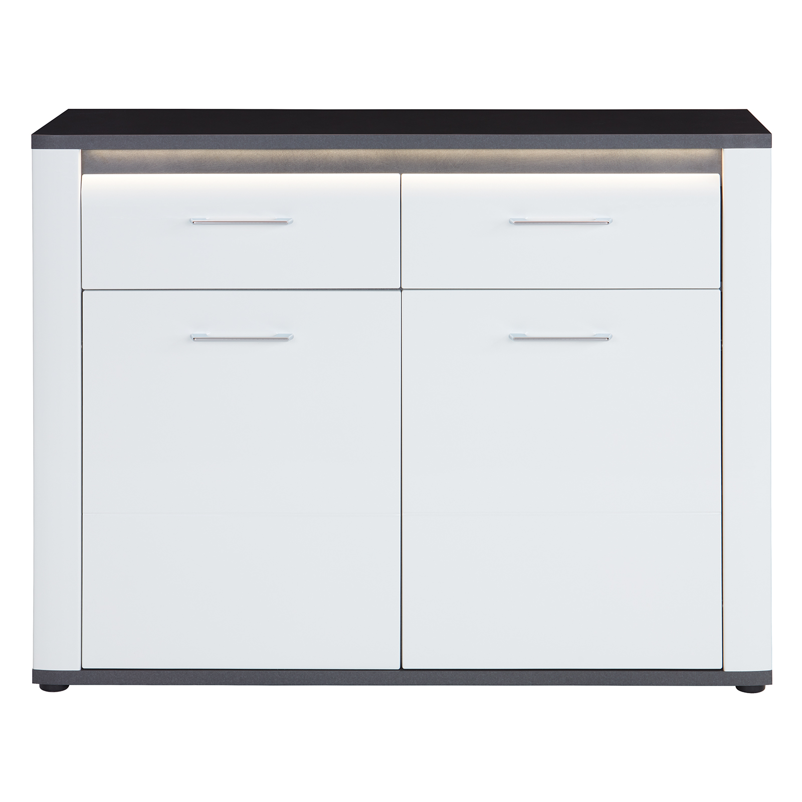Luca Bessoni Kommode ALASSIO - weiß Hochglanz - Matera dunkel - 109 cm