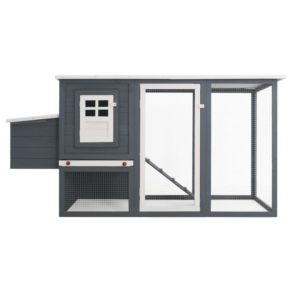 Poulailler d'extérieur avec 1 nichoir 202 x 75 x 98 cm bois gris