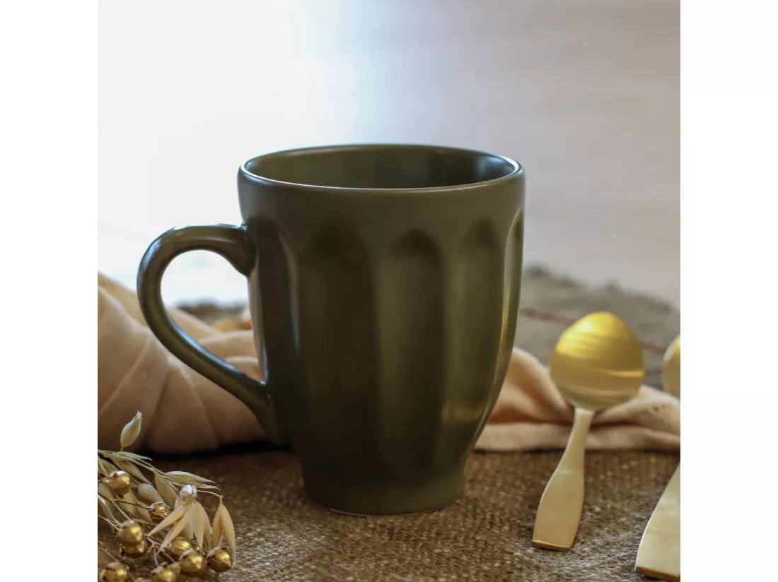 Novastyl - Lot 6 Mugs Bistrot 280ml En Faience Kaki