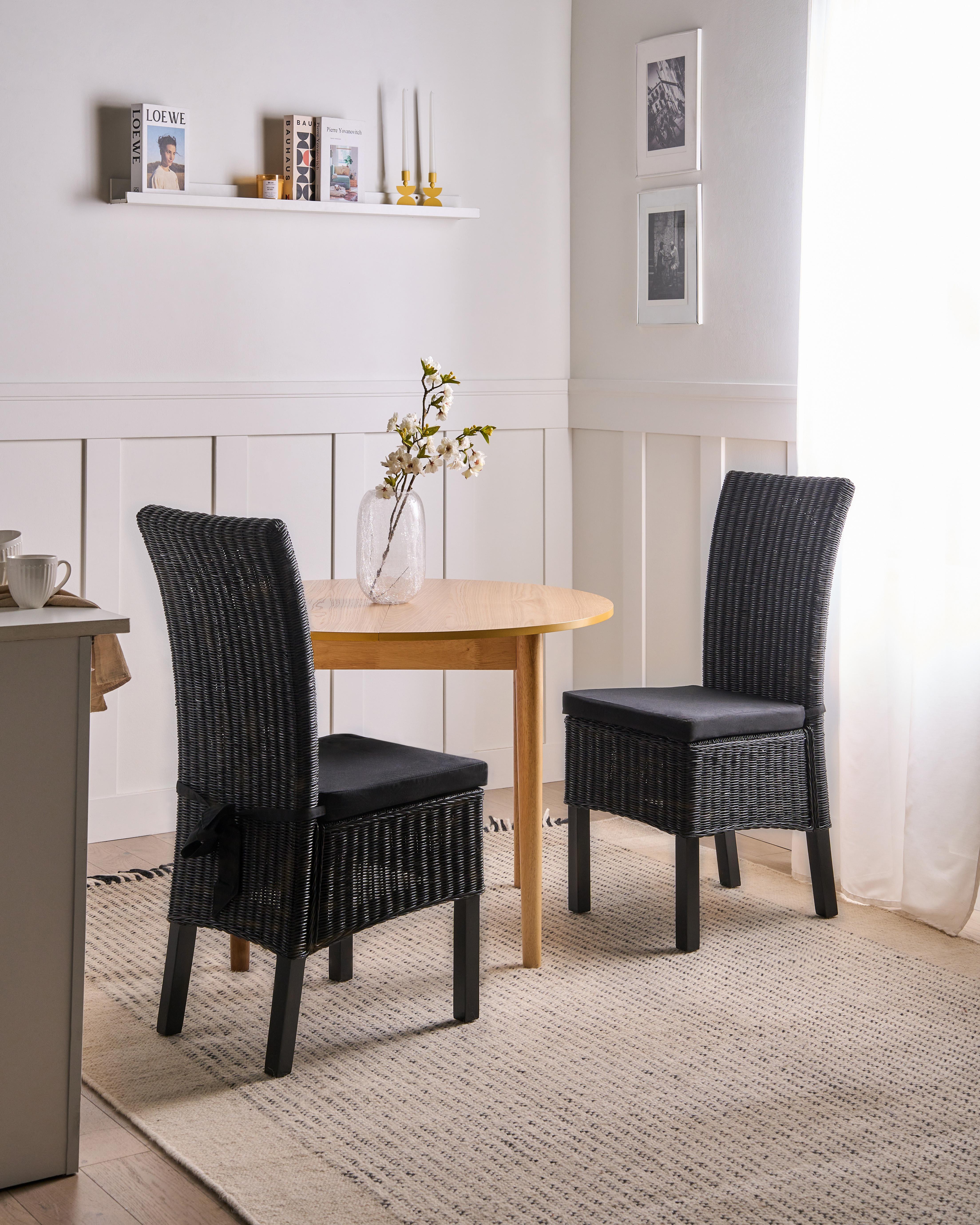 Set van 2 eetkamerstoelen ANDES Rotan Zwart