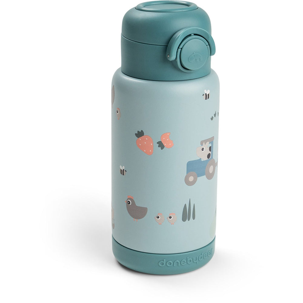 Køb DonebyDeer Blue Tiny Farm Insulated Sugerør Flaske