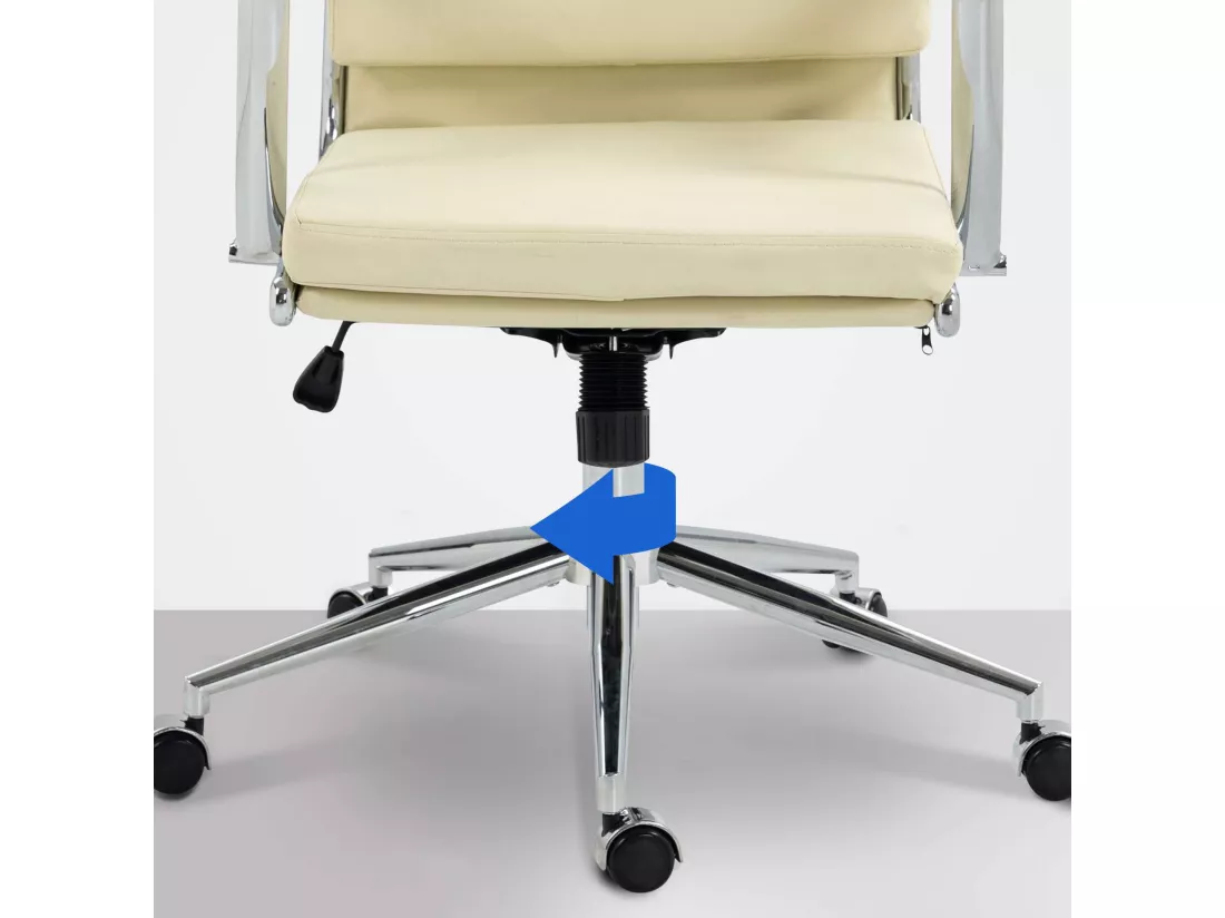 Chaise de bureau - Similicuir & Métal chromé - Crème - Cleveland