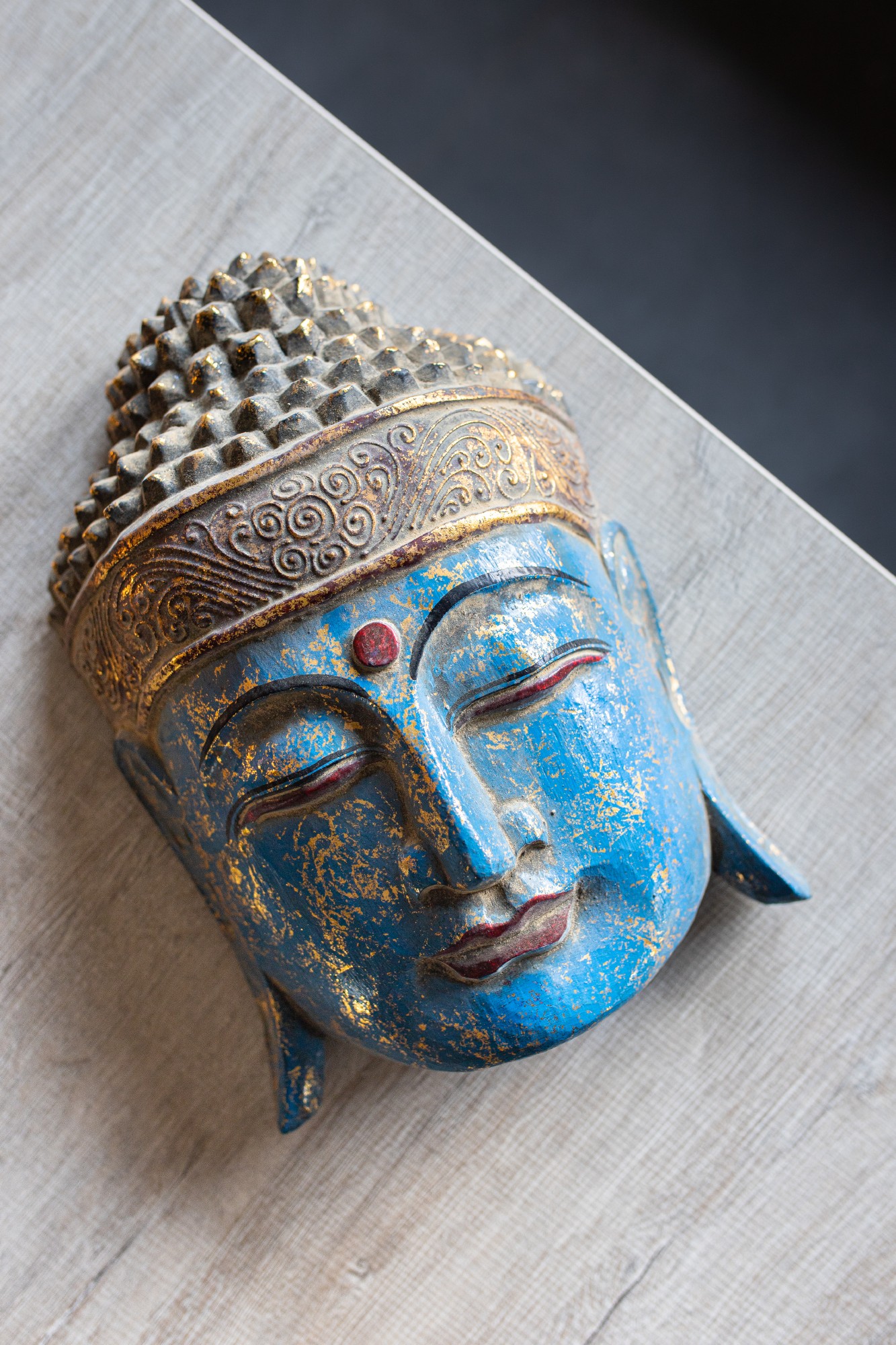 Buddha-Maske, blau, H 32 cm, B 22 cm, T 10 cm von fischer's lagerhaus