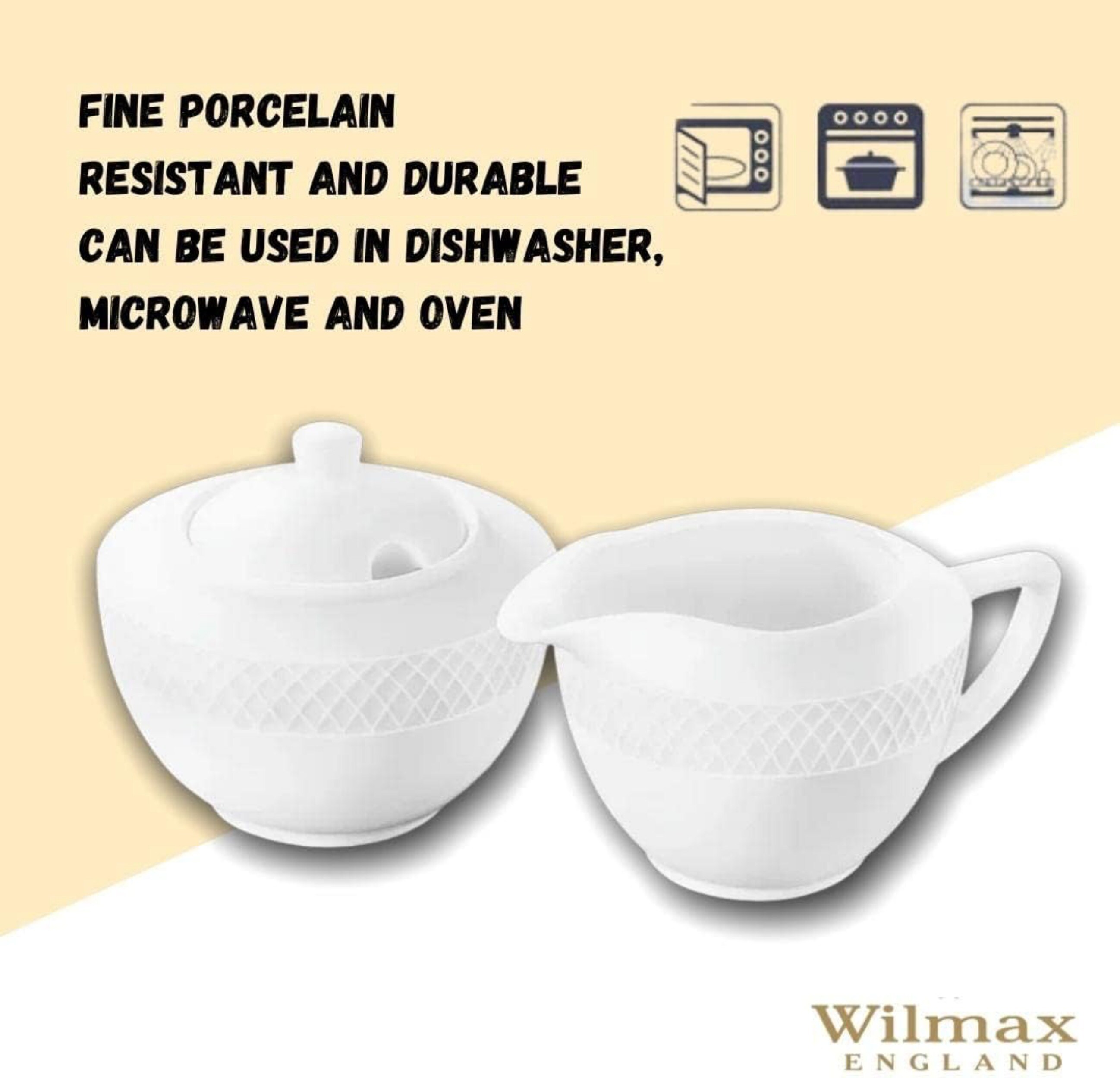 Zuckerdose + Milchkännchen-Set, 2-teilig | Milch- & Zuckerbehälter aus Porzellan