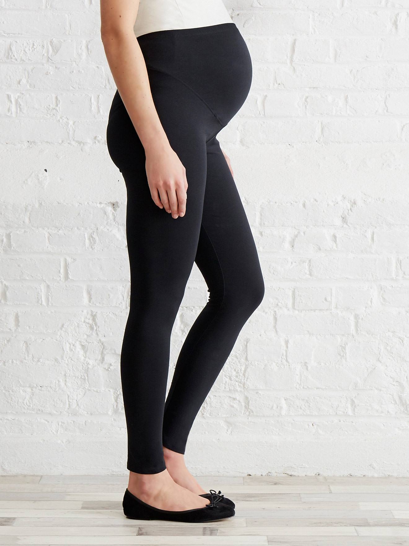 Calças legging pretas compridas para gestantes