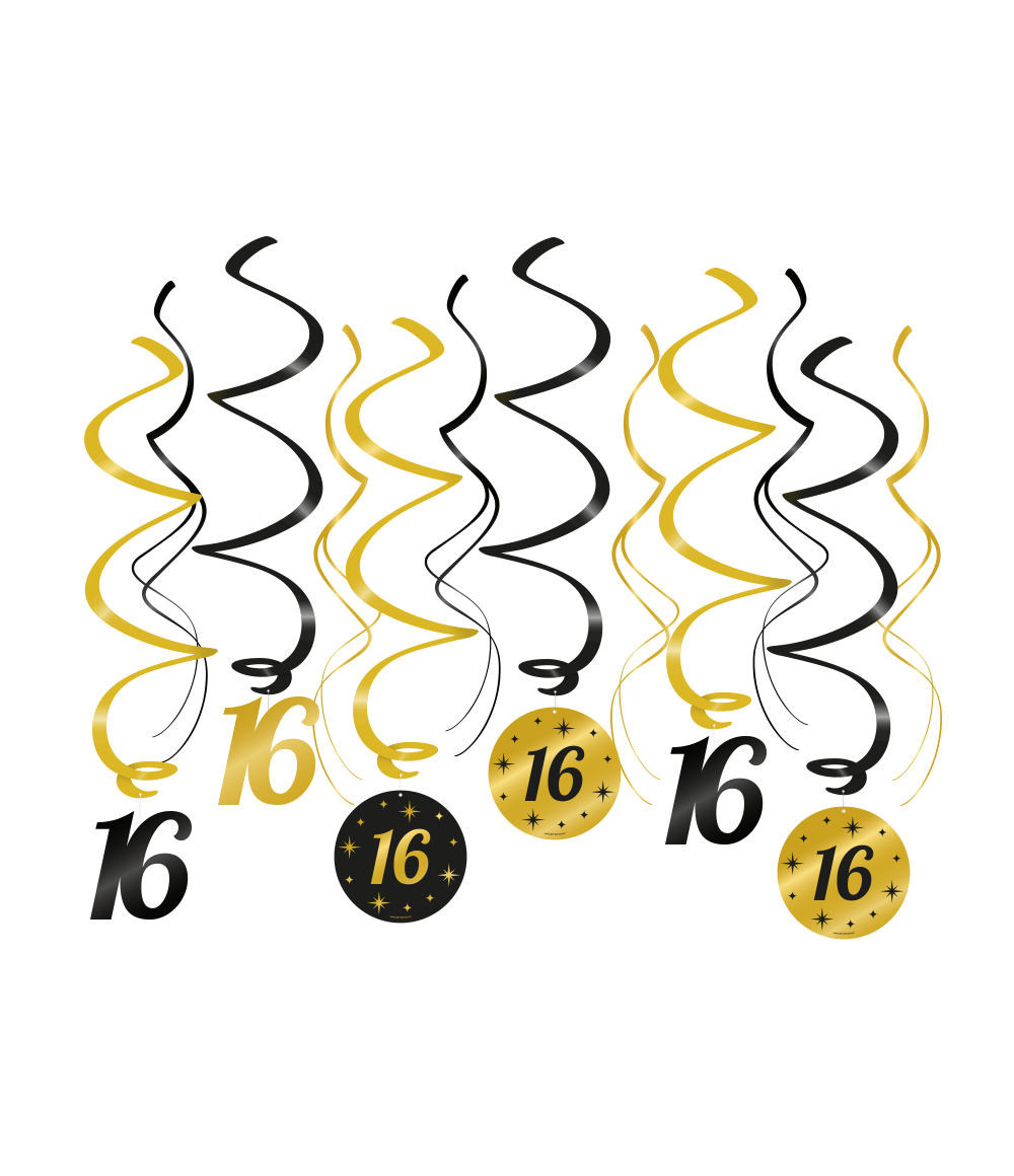 Hangdecoratie 16 Jaar 14cm 12st