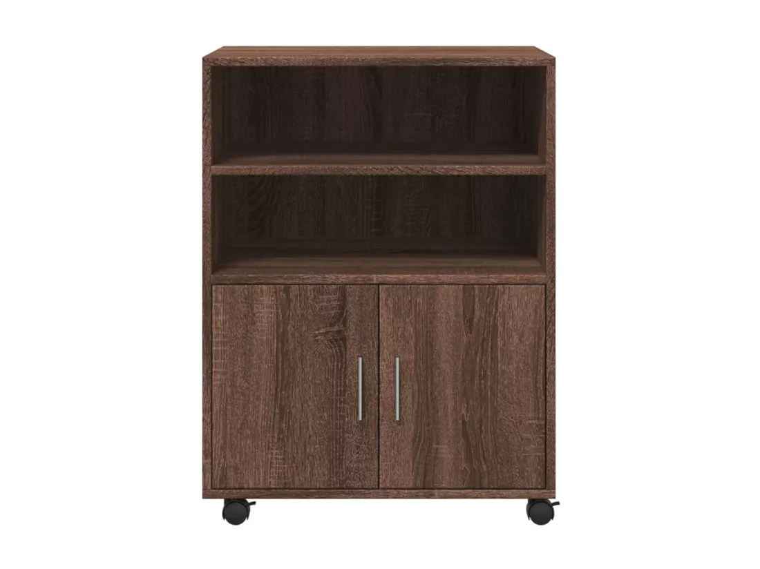 Armoire à roulettes chêne marron 60x48x81 cm bois d'ingénierie
