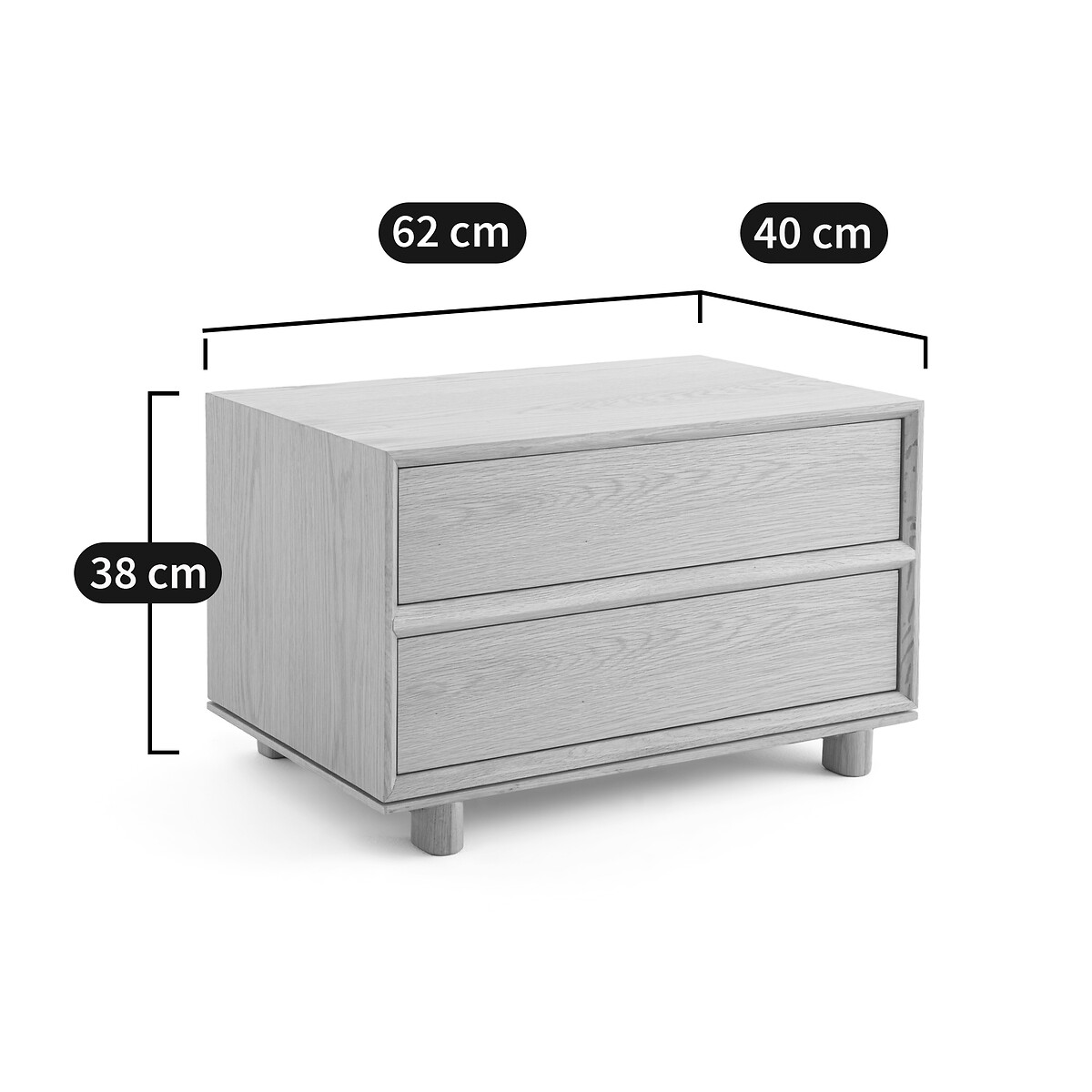 AM.PM<br>Mesa de cabeceira em carvalho maciço, Gloria, design de E. Gallina