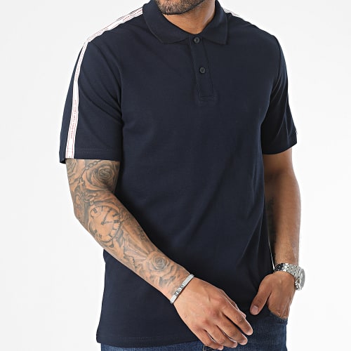 Polo Manches Courtes A Bandes Spirit Tape Bleu Marine