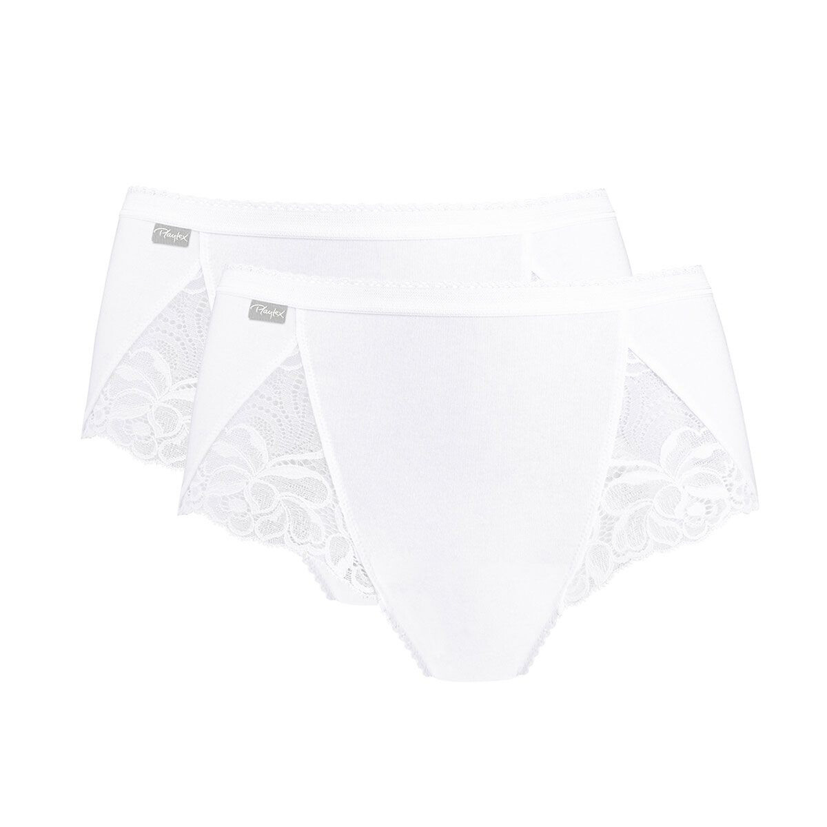 PLAYTEX<br>Conjunto de 2 calcinhas midi em algodão e renda