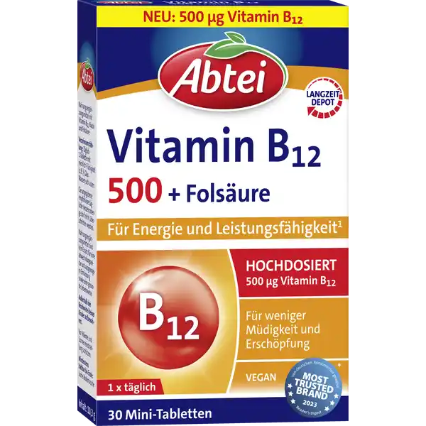Vitamin B12 500 + Folsäure Mini-Tabletten
