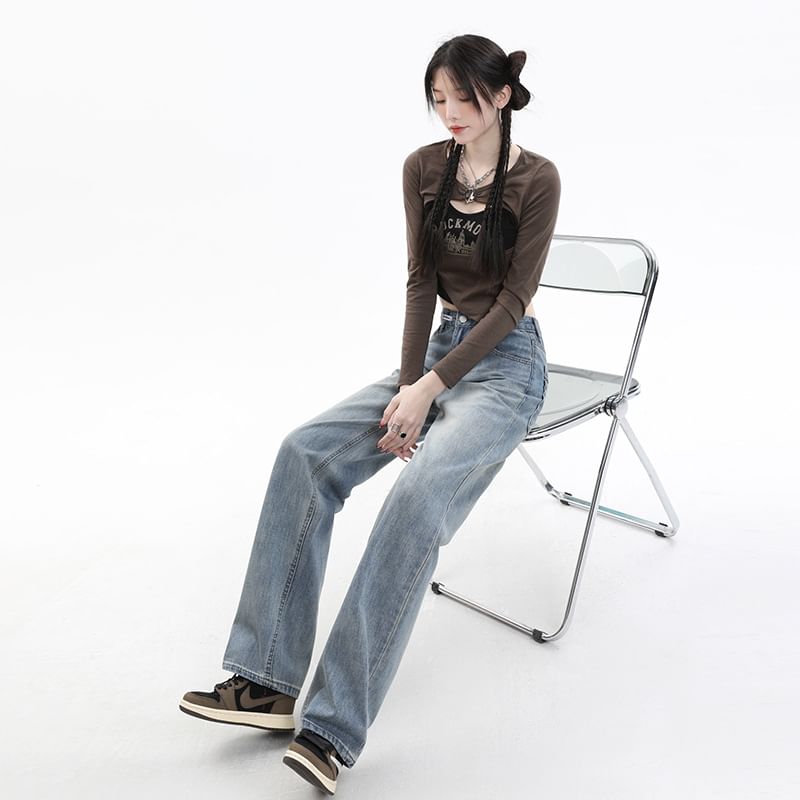 Denimot - Hoge taille gewassen losse jeans (verschillende ontwerpen)