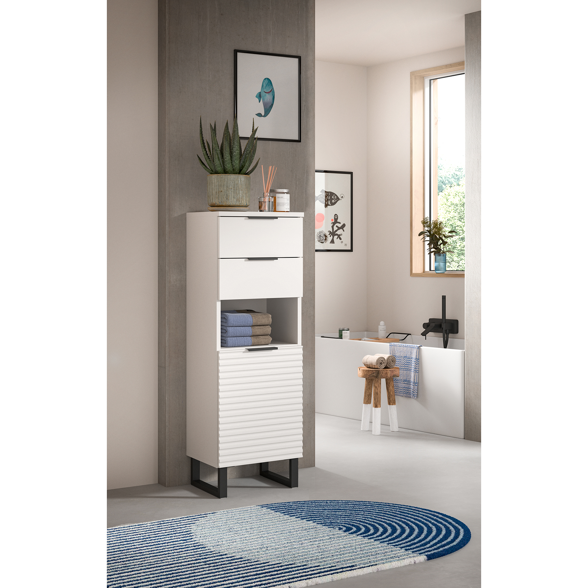 Standschrank RIFF - weiß - 110 cm hoch
