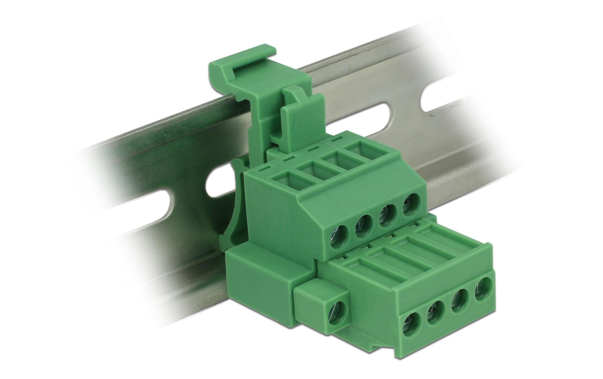 Hutschiene/DIN Rail Terminalblock 4PinDelock Terminalblock Set für Hutschienen 4 Pin mit Schraubverriegelung