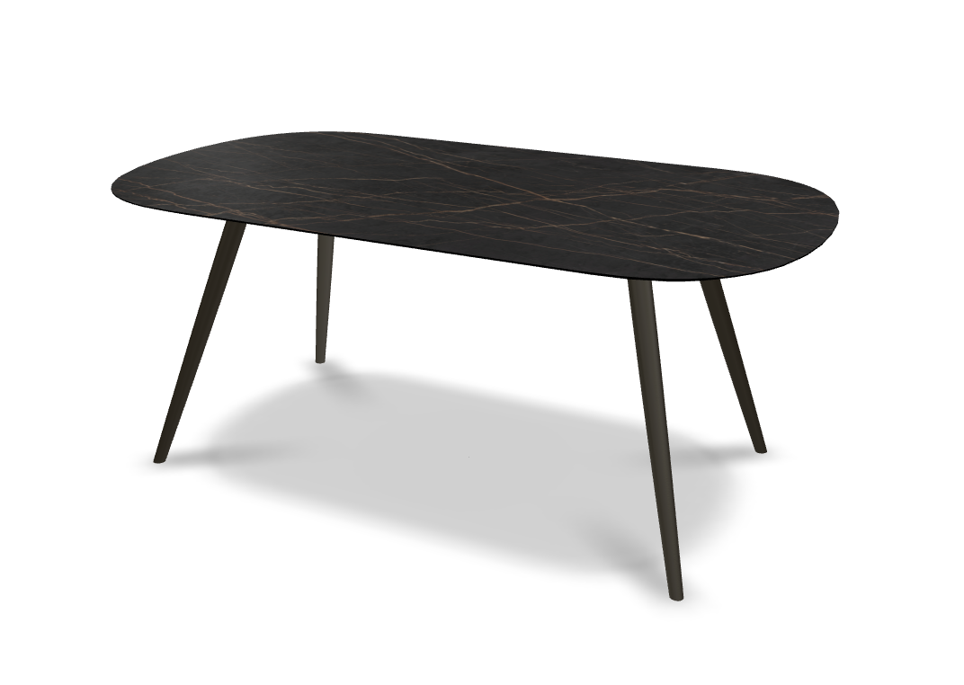 They & Me Tafel Joy – Plat Ovaal – Dekton Laurent 180 x 100 x 75 | Dekton Laurent | Verjongde Rand | Frame TM404 Marron