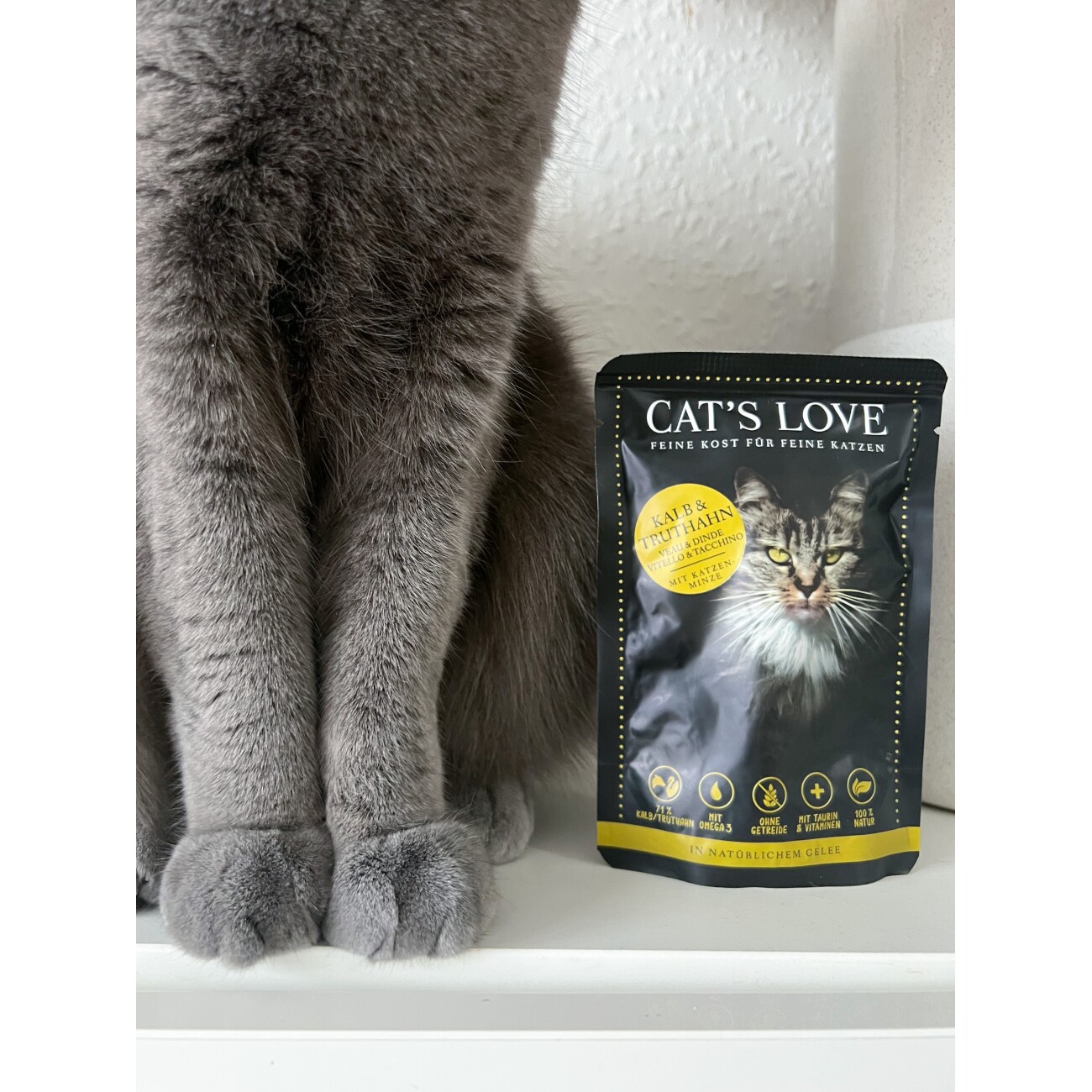 CAT'S LOVE Nassfutter Katze Adult in Gelee Kalb und Truthahn 12x85 g