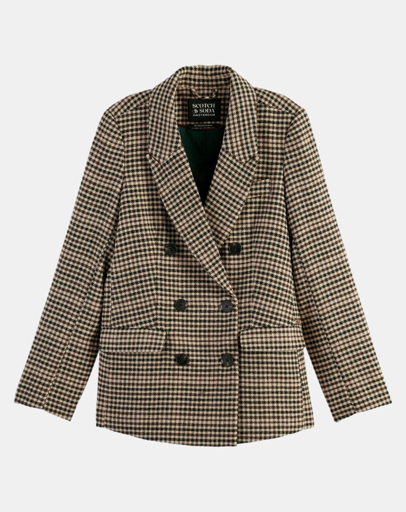 Scotch & Soda Blazer en Laine mélangée Boutonnage Check beige/marron