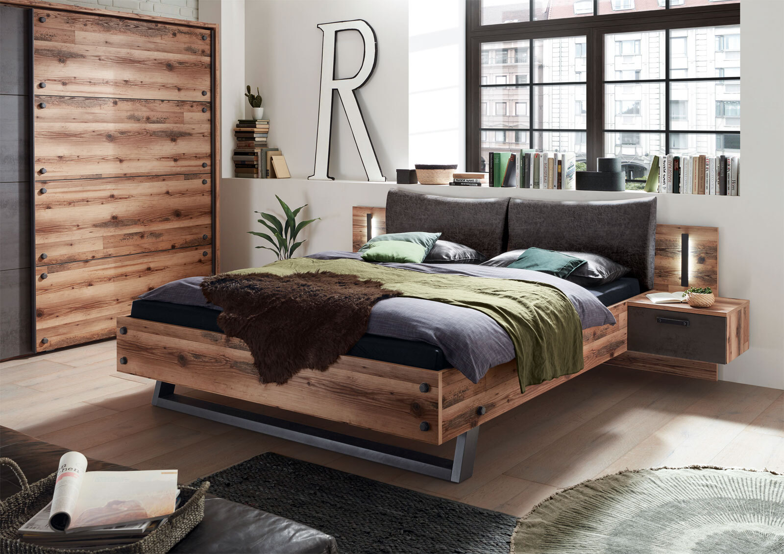 Bettanlage Dover Grau/Braun 180 x 200 cm