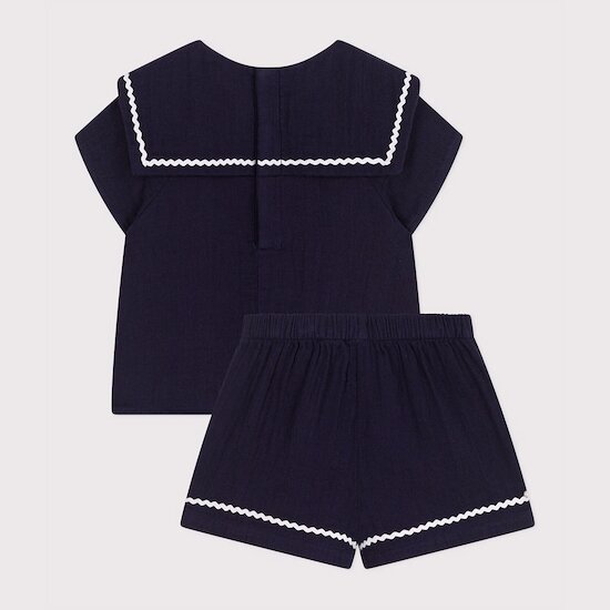 Ensemble deux pièces en coton détails marins   Smoking        de               Petit Bateau