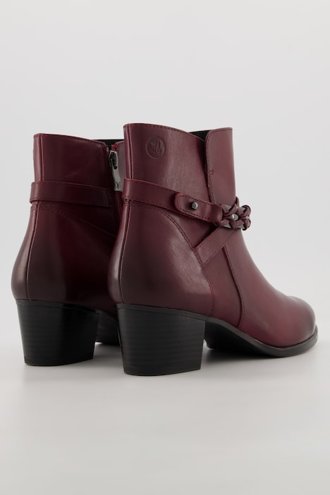 Caprice Leder-Stiefeletten, Zierkette, Zipper, Weite G