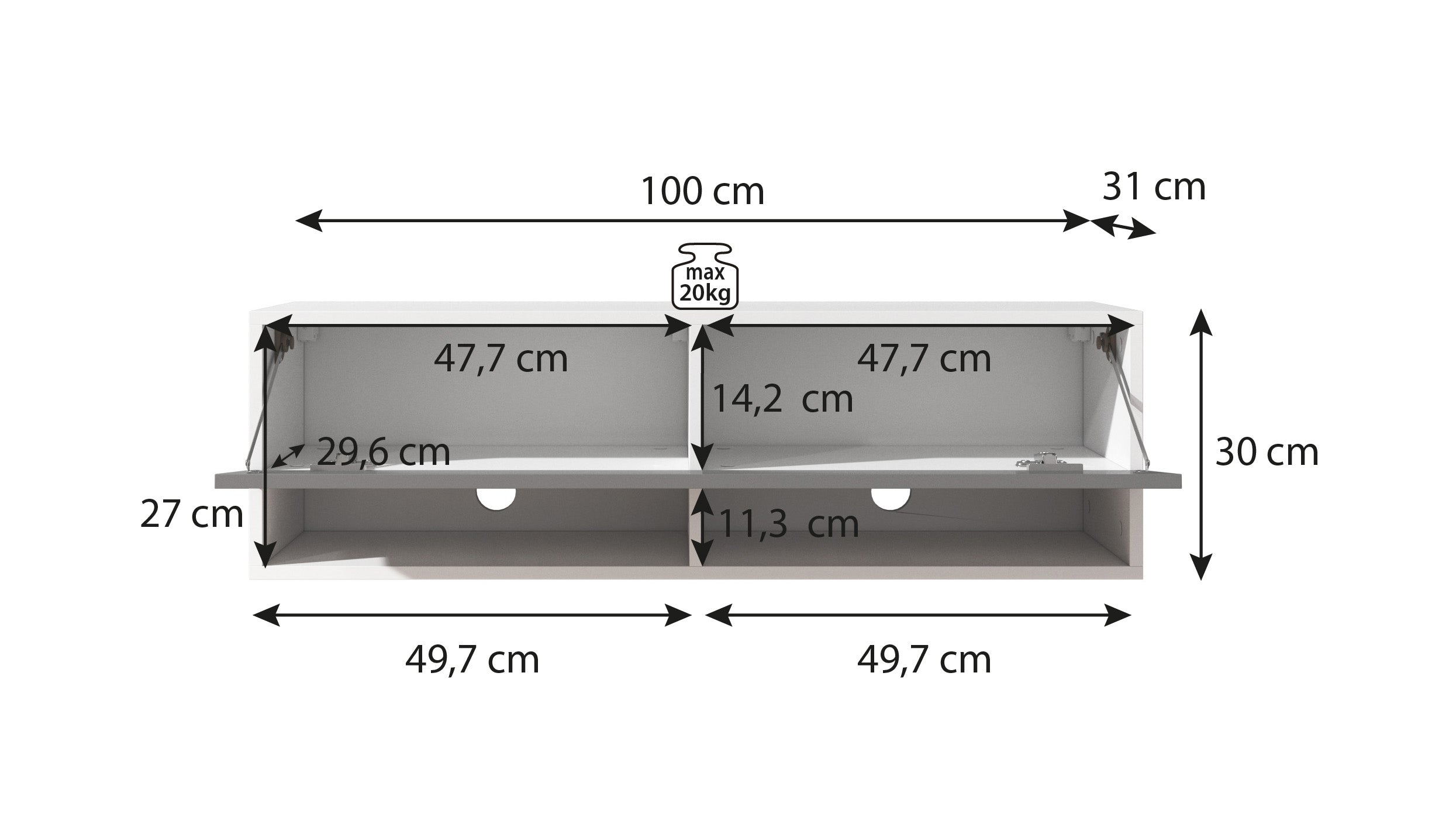 Meubella - TV-Meubel Asino - Eiken - 100 cm