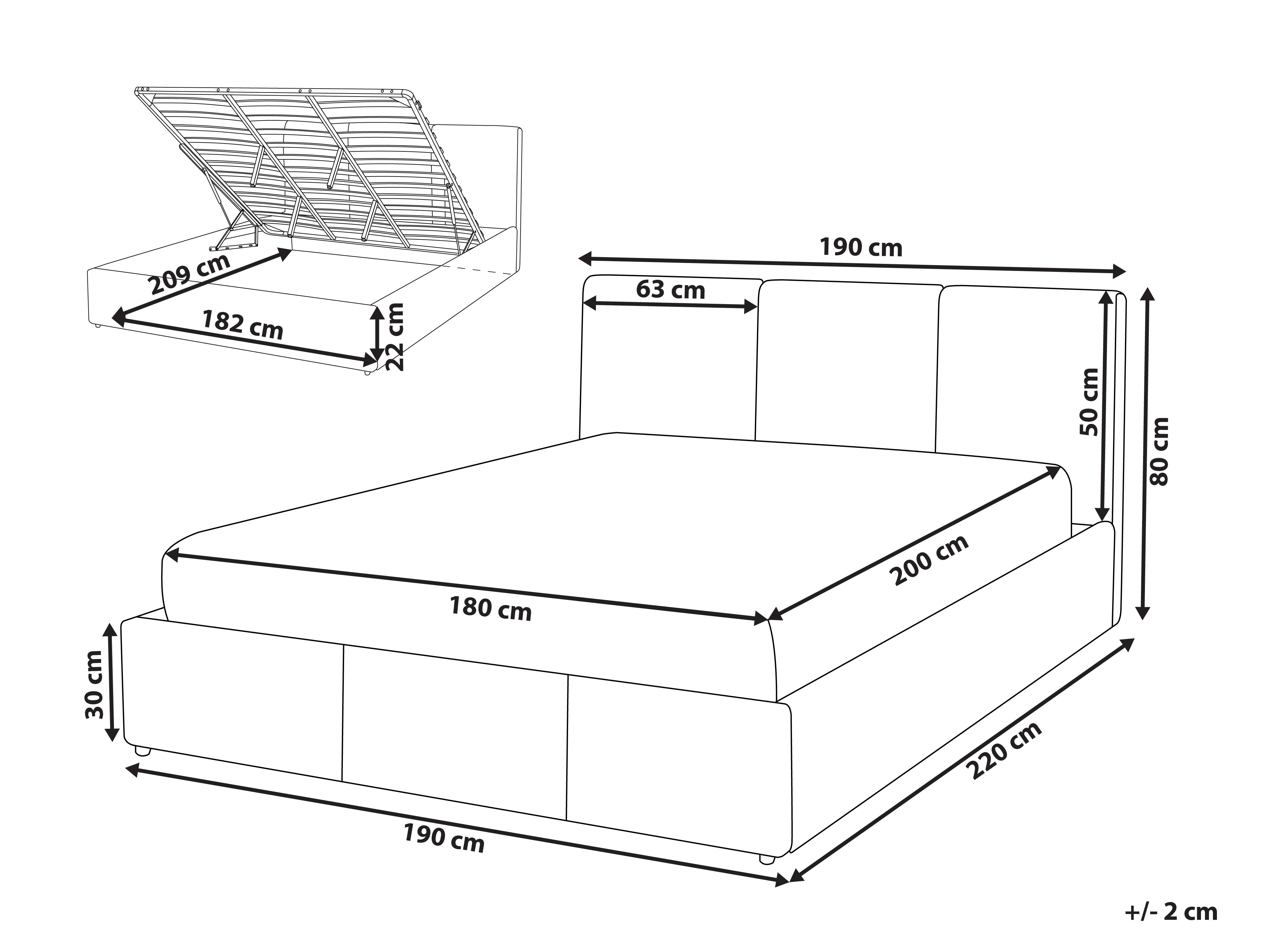 Bed met opbergruimte Fluweel BOUSSE 180 x 200 cm Lichtbeige