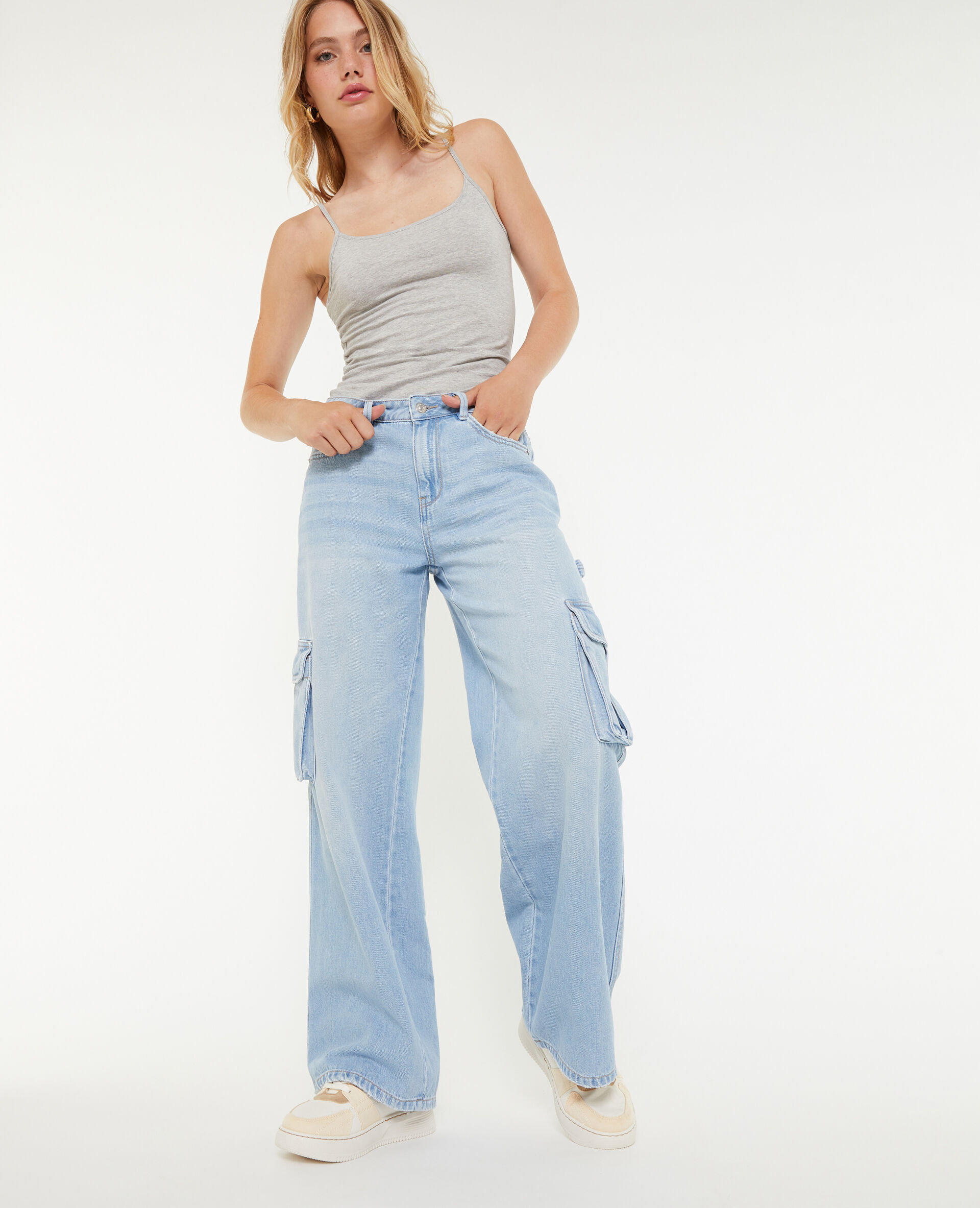 Jean cargo large - Bleu