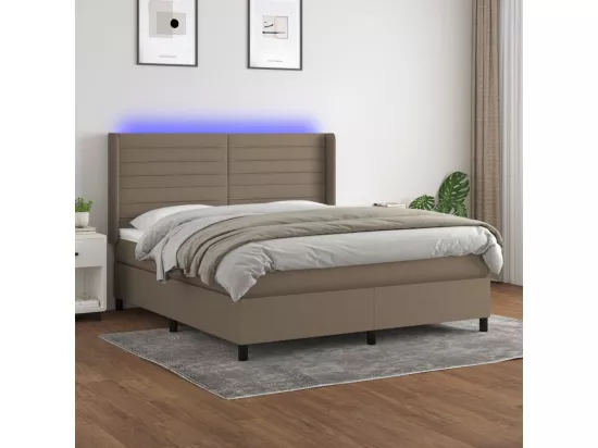 Sommier tapissier avec matelas et LED Taupe 180x200 cm Tissu