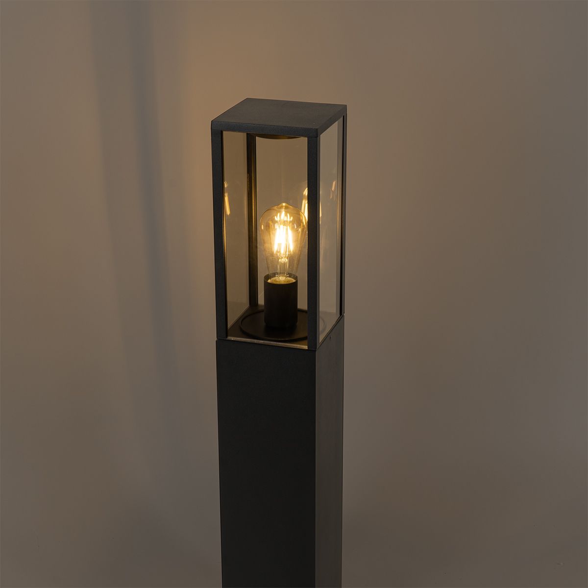 Staande buitenlamp zwart met smoke 80 cm IP44 - Charlois