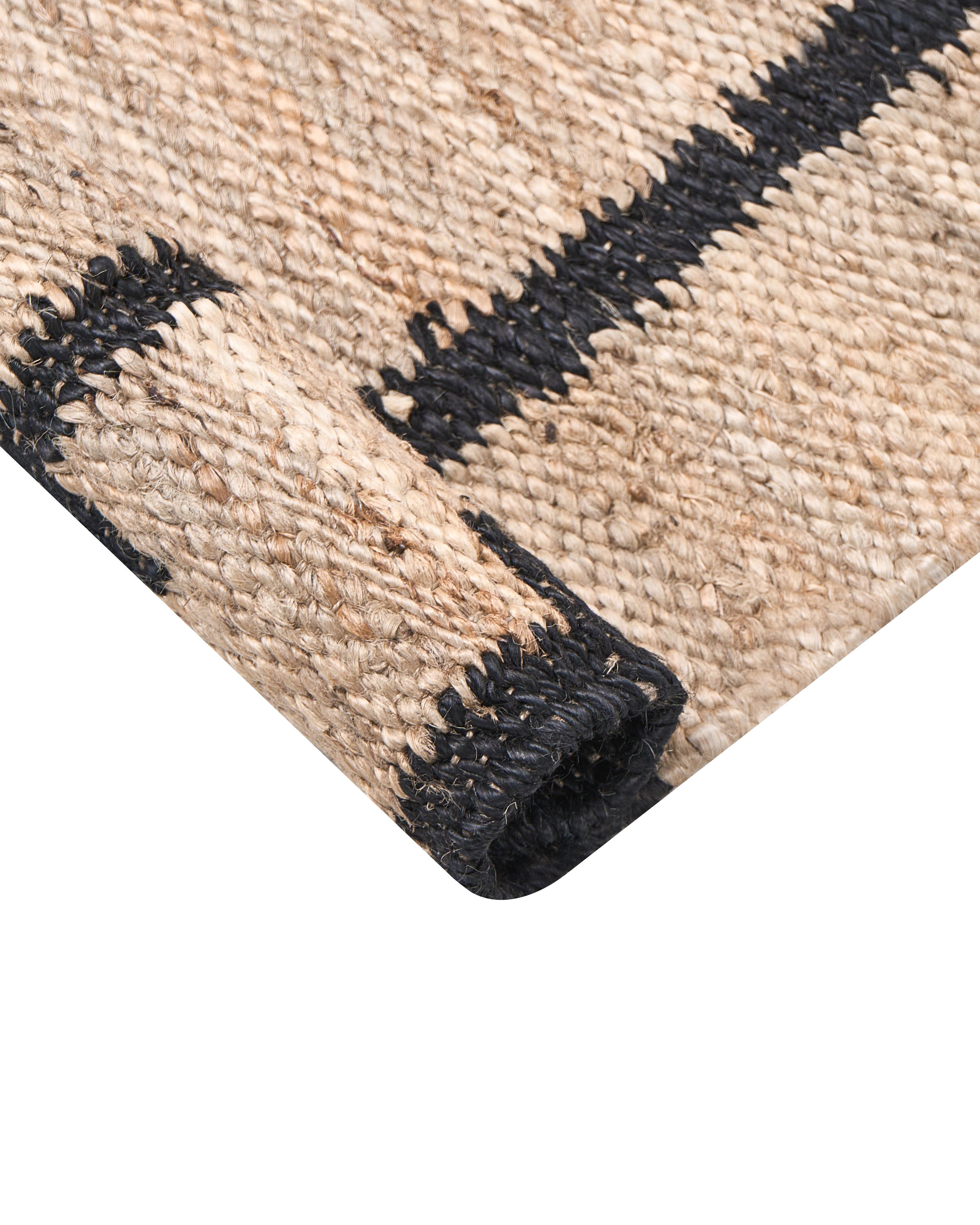 Vloerkleed GONDIA Zwart/beige 80 x 300 cm Jute