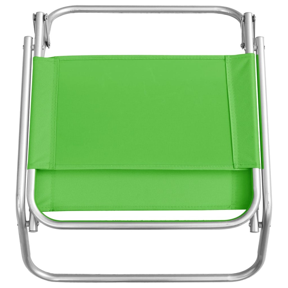 Chaises de plage pliables 2 pcs vert tissu