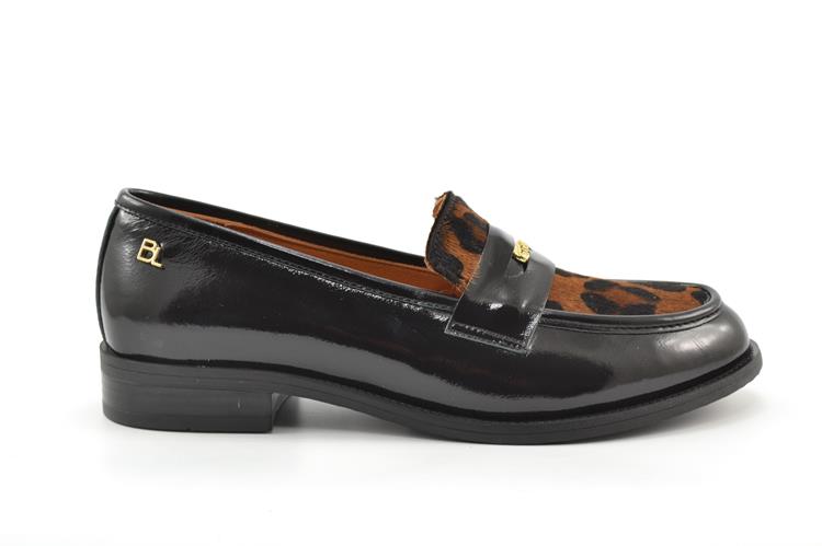 Babouche G-Merel-21 zwart combinatie [black/dk.brown leopardo]