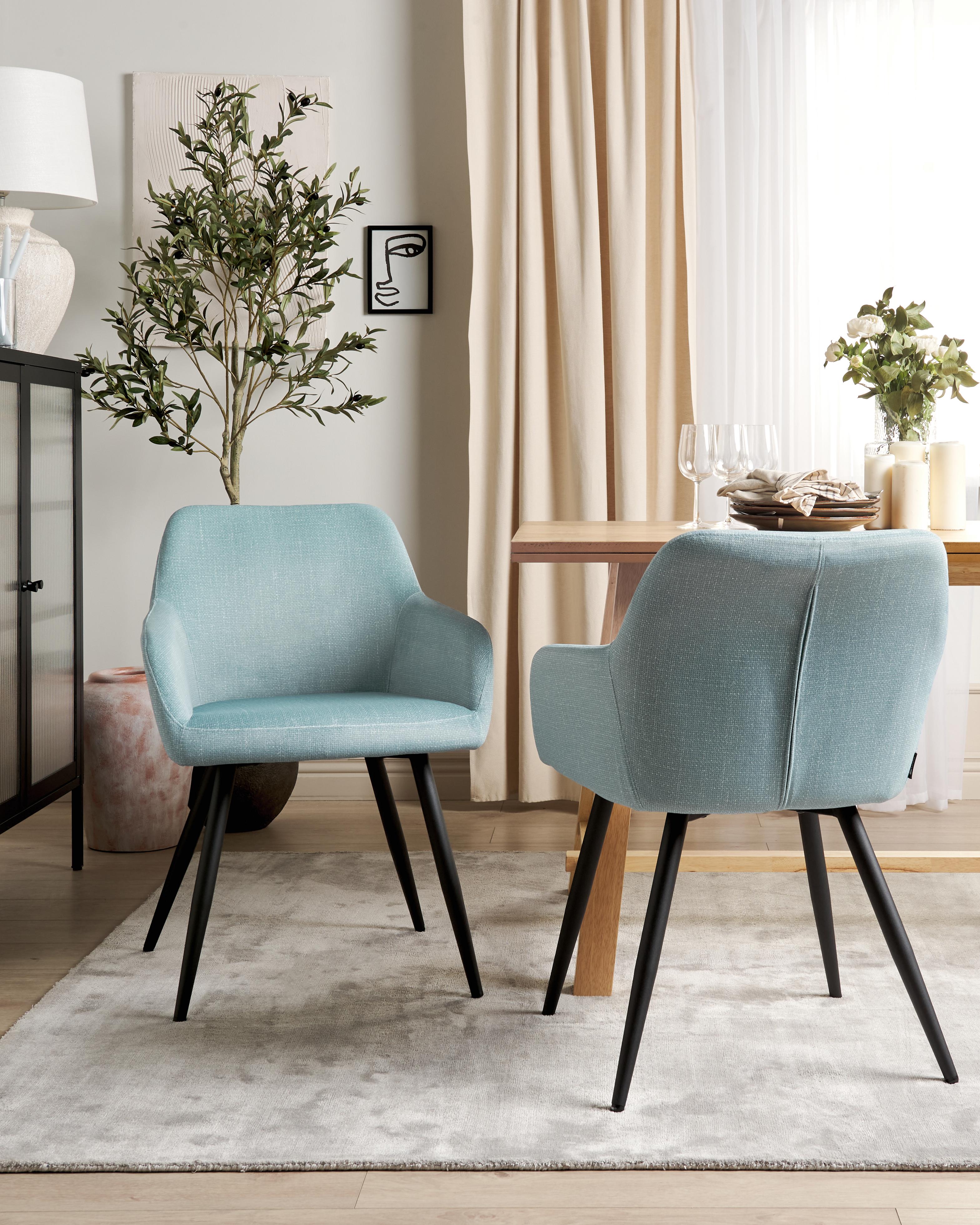 Set van 2 eetkamerstoelen CASMALIA Fluweel Lichtblauw