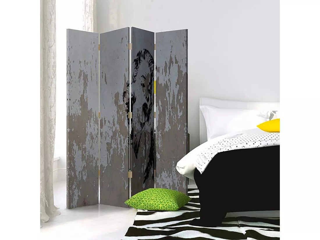 Paravent Design Portrait Féminin Artistique 4 Panneaux - 145 x 180 cm - 2 faces R° V°