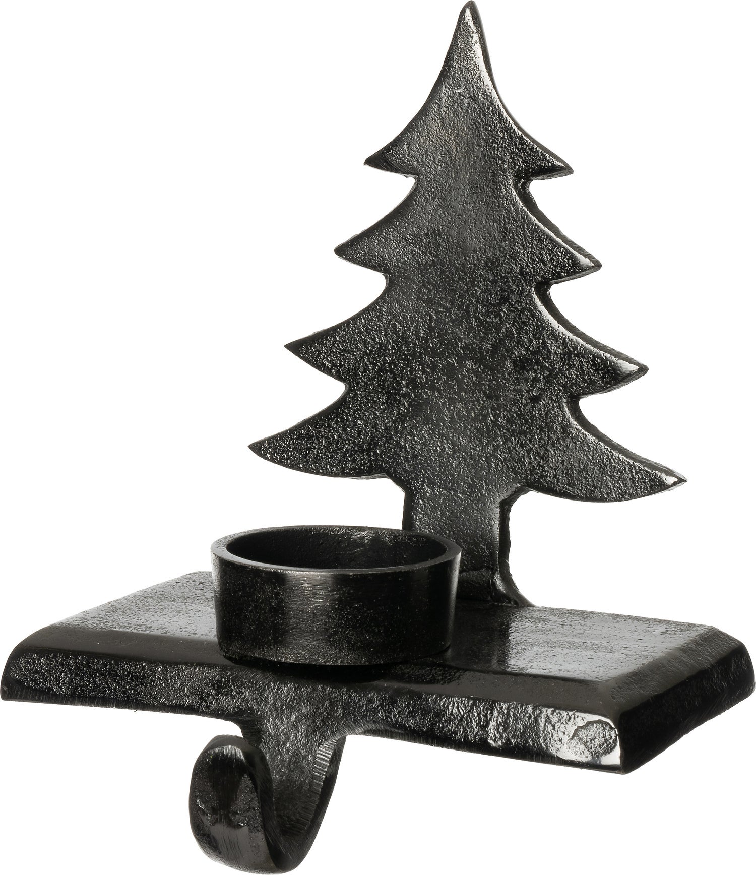 Intratuin waxinelichthouder Meli kerstboom zwart 13,5 x 8 x 16 cm