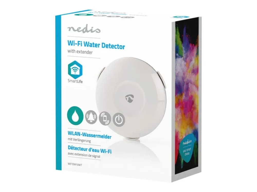 Nedis WiFi Smart Water Leak Detector - Vandlækssensor - trådløs - Wi-Fi - 2400 - 2483.5 Mhz - hvid