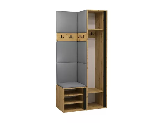 Meuble d'entrée Hartford 348, 186x82x44cm, Blanc, Faux cuir|Stratifié