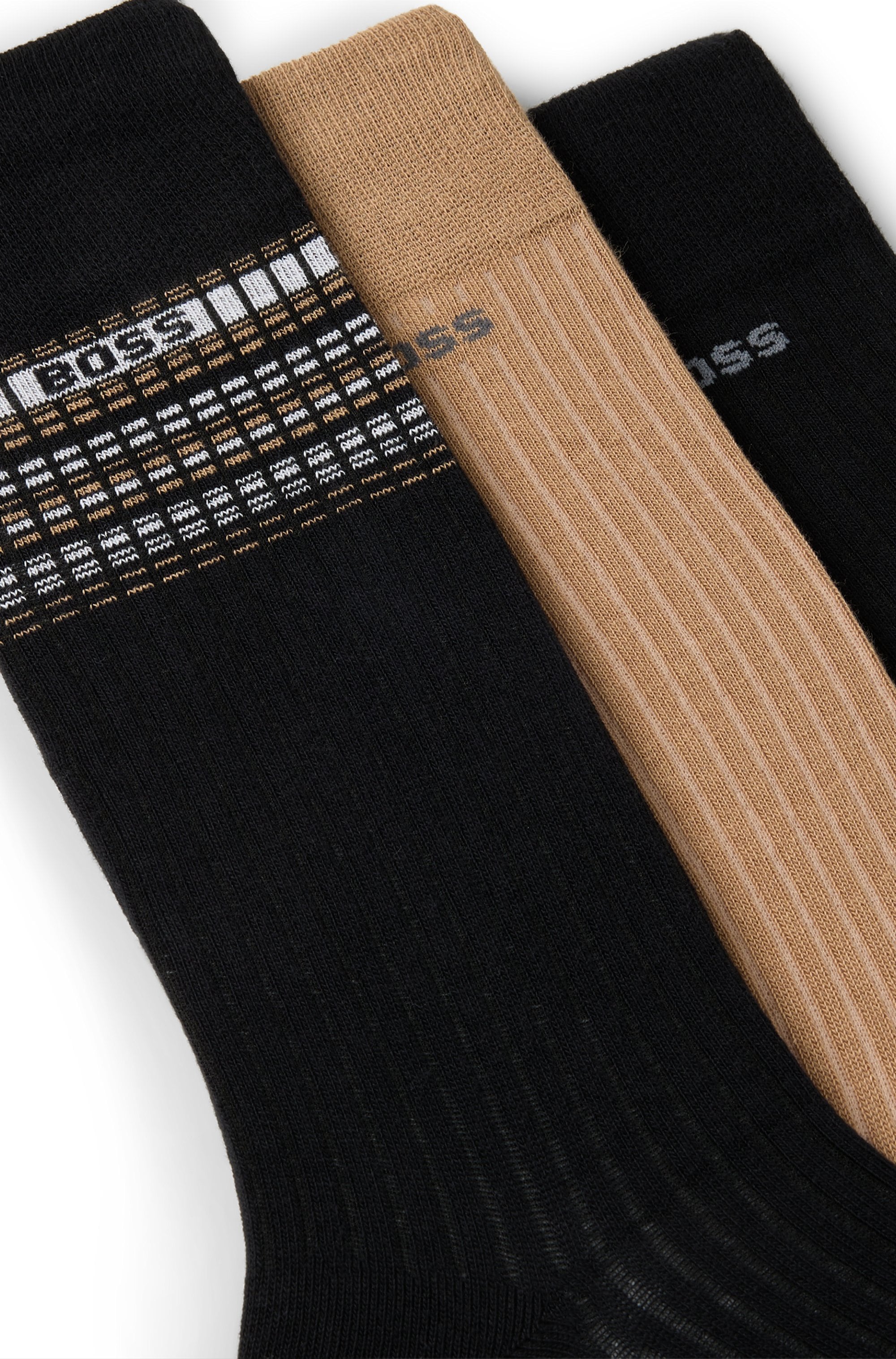BOSS Freizeitsocken »3P RS Rib Stripe« Packung, 3 Paar tlg. mit BOSS Logo