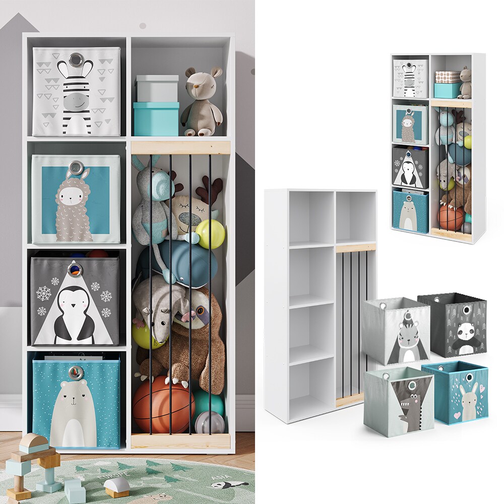Vicco Kinderregal Kuscheltierbox Aufbewahrung Marvin Bücherregal Weiß Faltbox