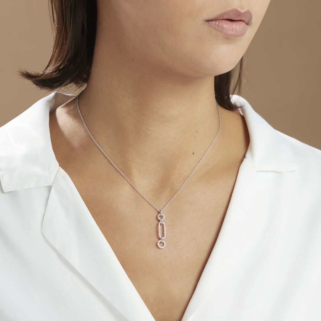Collier Ela Argent Blanc Oxyde De Zirconium