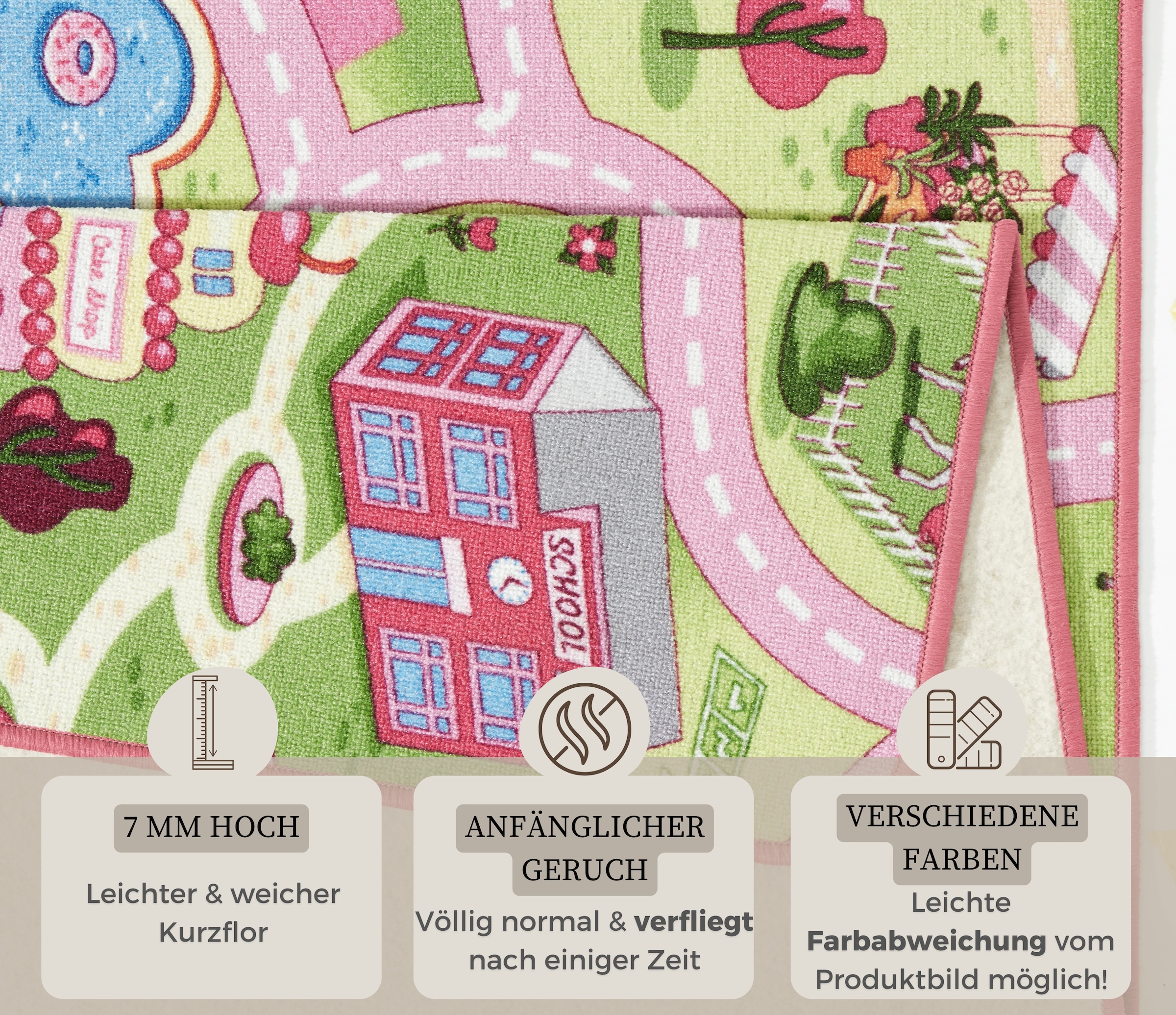 HANSE Home Kinderteppich »Sweettown« rechteckig 7 mm Höhe Kurzflor, Strassen-Spielteppich, Spielunterlage, Kinderzimmer