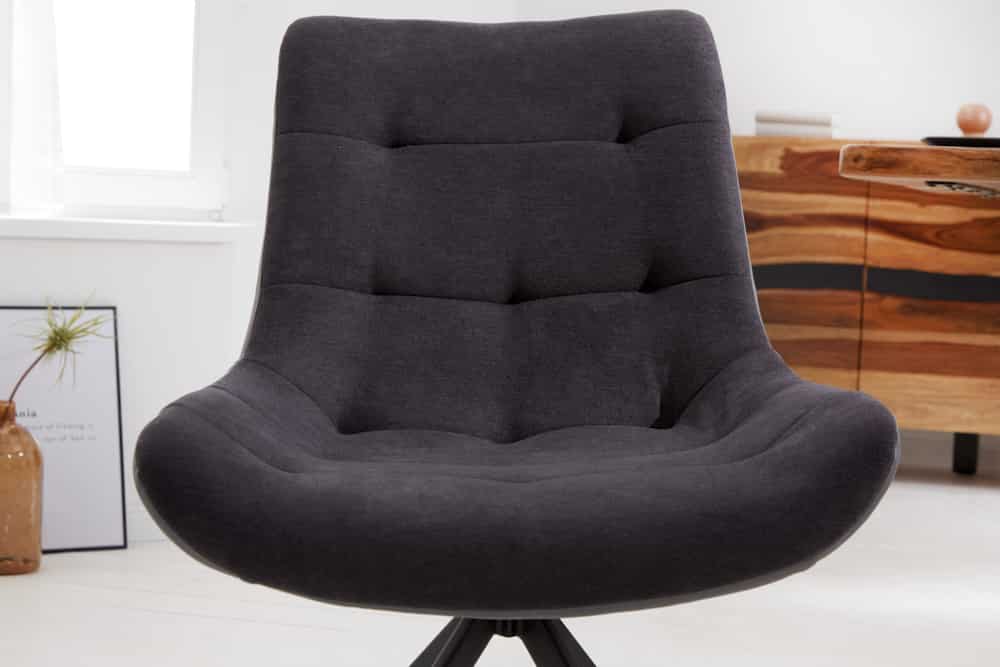 Design Stuhl DIVANI dunkelgrau Metallgestell schwarz im Retro Stil