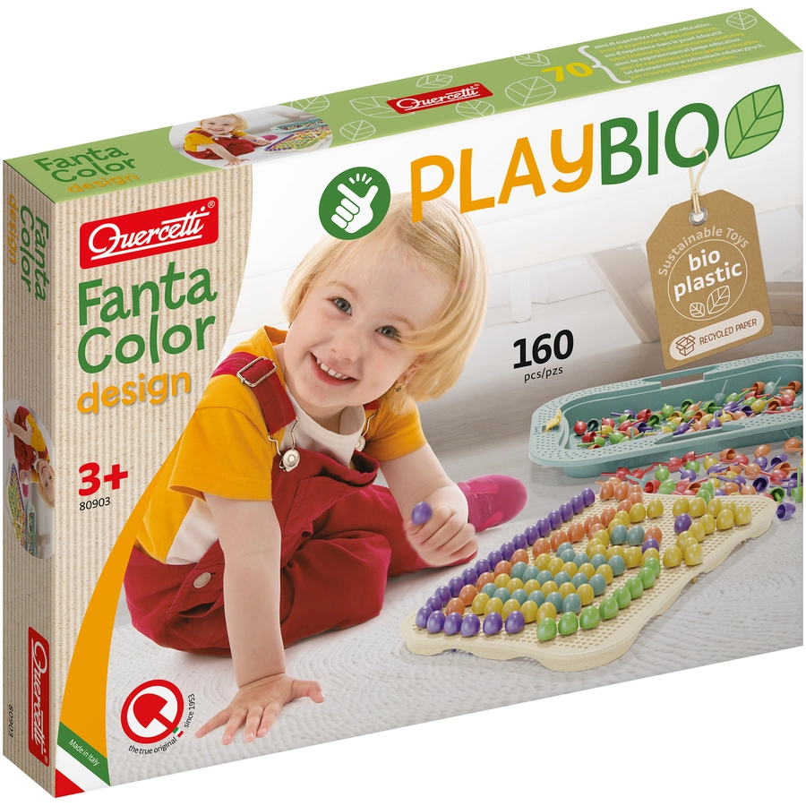Quercetti Mosaik-Steckspiel aus Biokunststoff: Play Bio FantaColor Design (160 Teile)