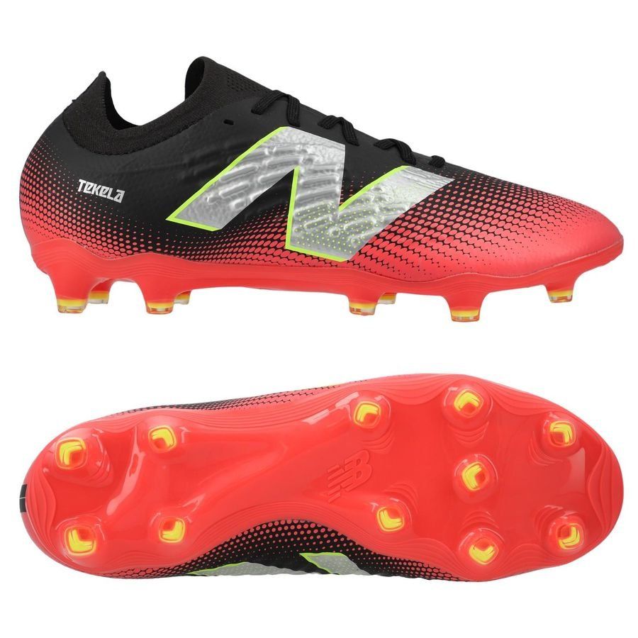 New Balance Tekela V4 Magia Low FG Flash Point - Noir/Rouge/Argenté