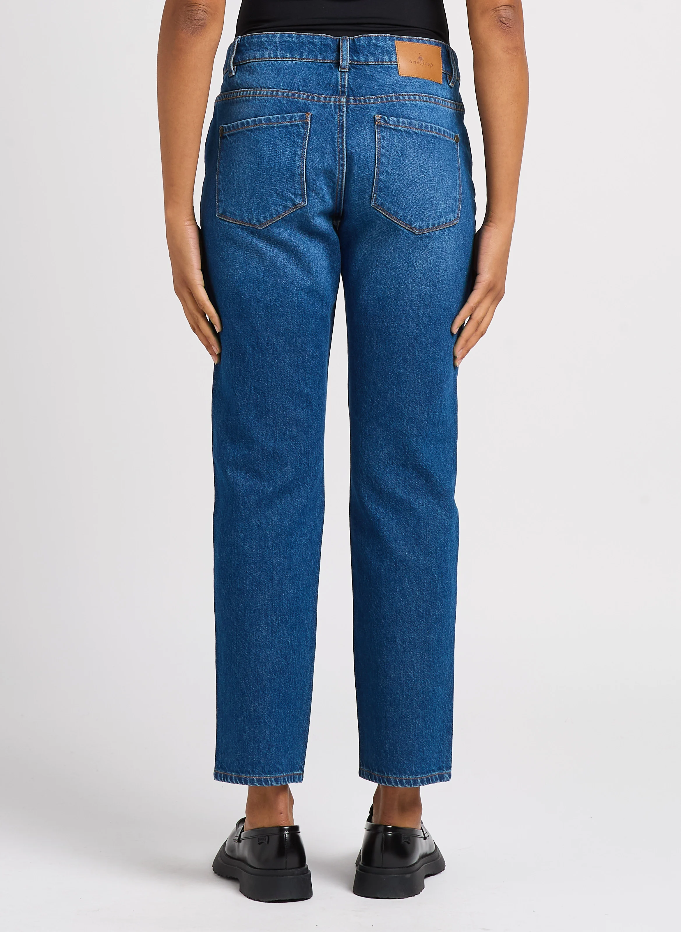 LE CARLA - Jean droit taille haute en coton | Bleu