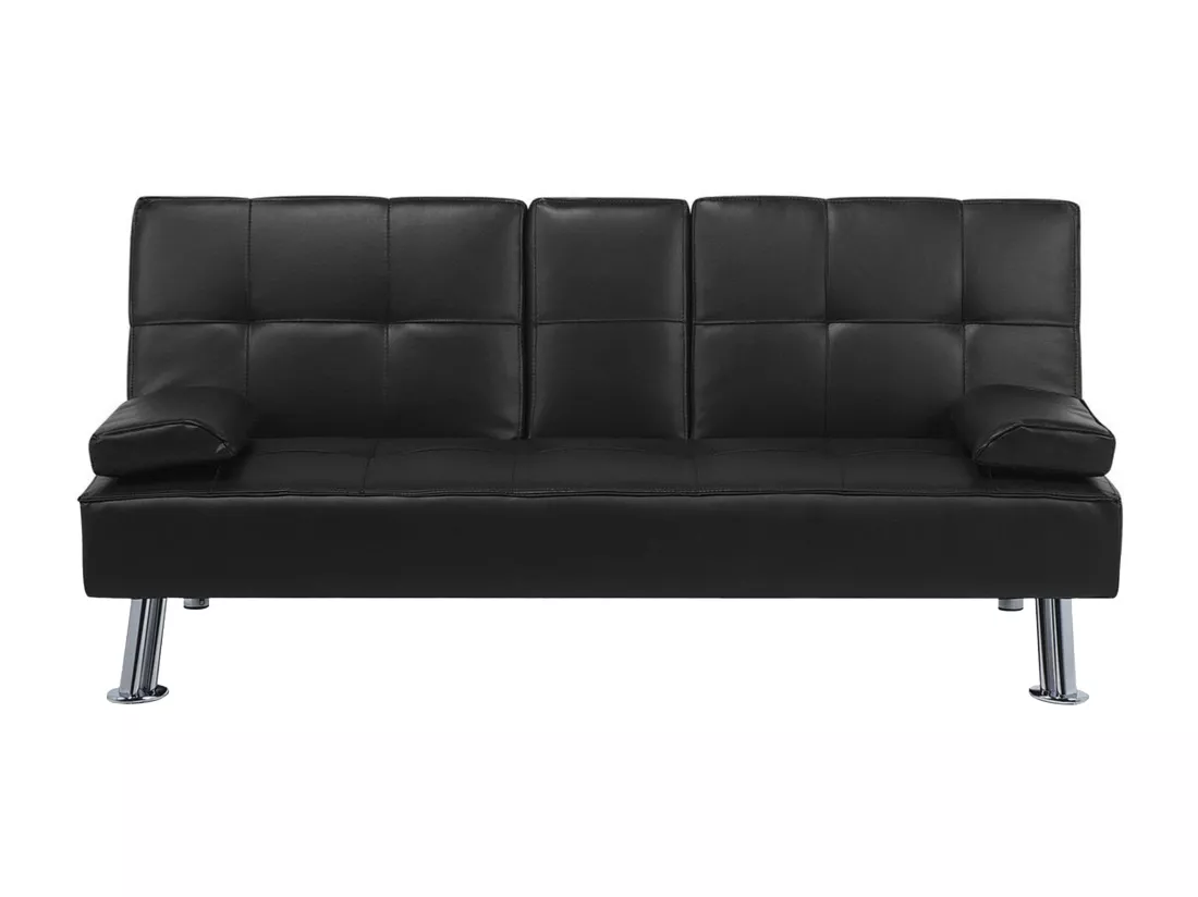 Canapé convertible 3 places en tissu noir ROXEN