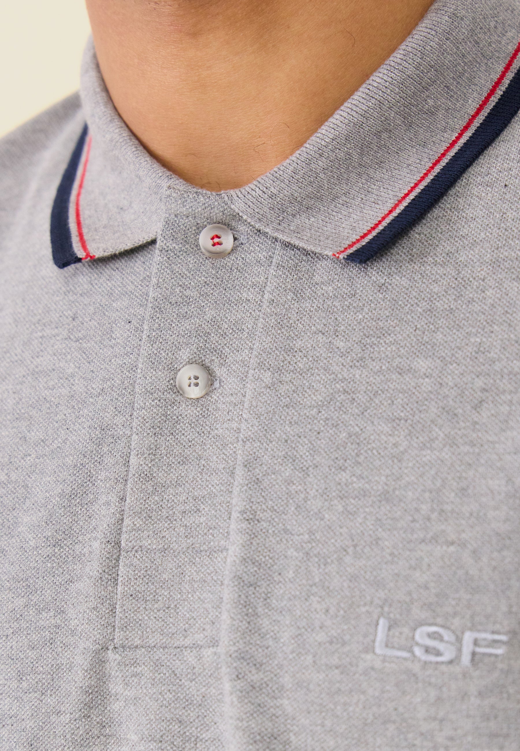 Polo en piqué de coton-Polo Gris Chiné